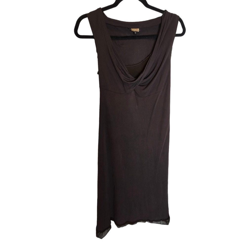 Rozae Nichols cowl neck brown mini dress size medium
